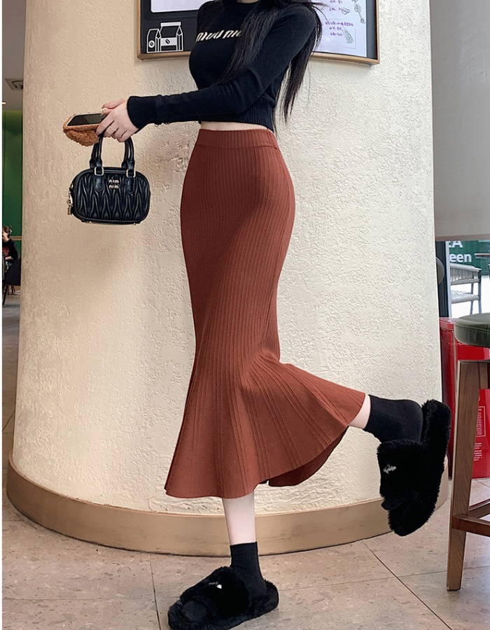 Knitted all-match long skirt long mermaid skirt for women