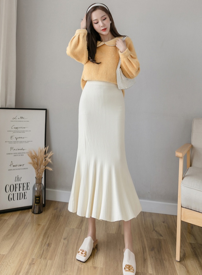 Knitted all-match long skirt long mermaid skirt for women