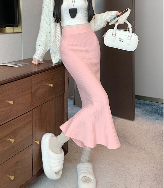 Knitted all-match long skirt long mermaid skirt for women