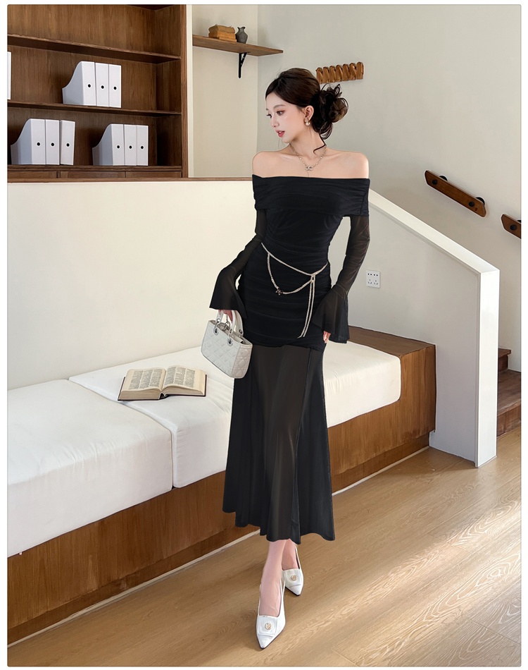Pinched waist dress long dress for women