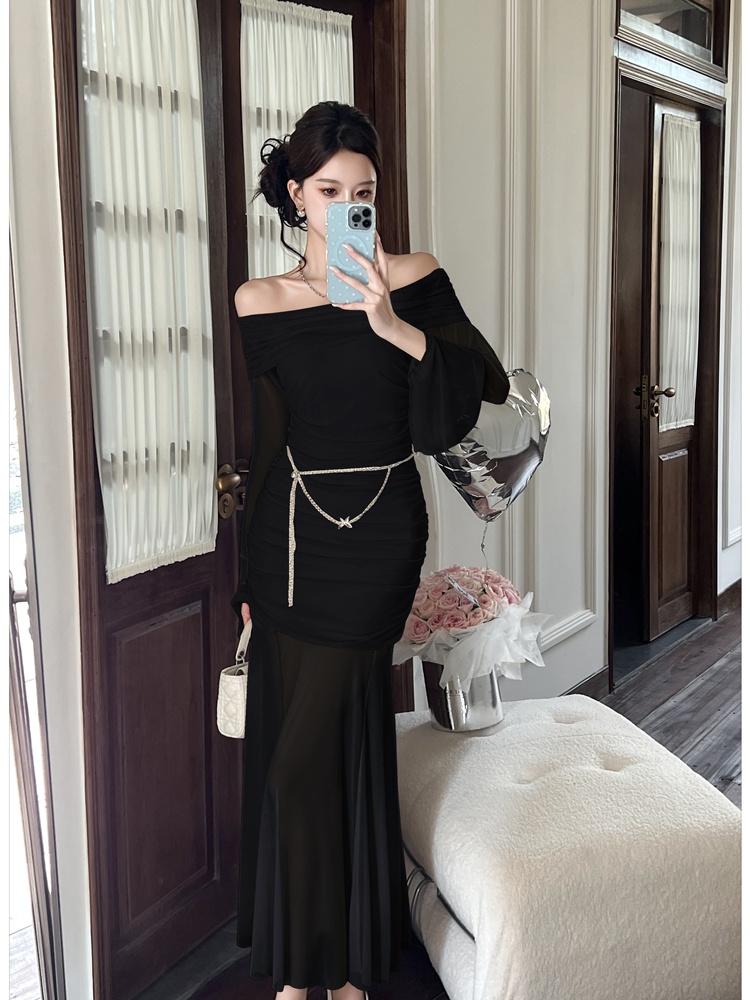 Pinched waist dress long dress for women