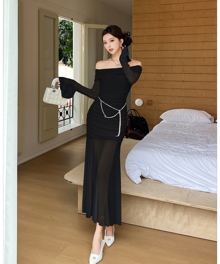 Pinched waist dress long dress for women