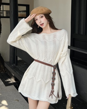 Hollow outside the ride sweater long sleeve smock
