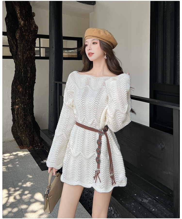 Hollow outside the ride sweater long sleeve smock
