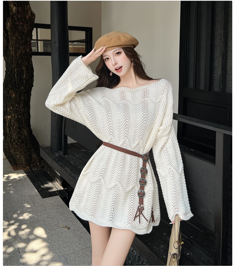 Hollow outside the ride sweater long sleeve smock