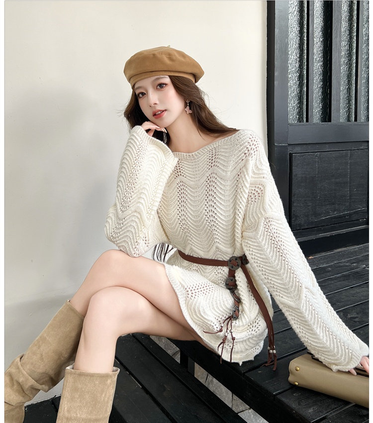 Hollow outside the ride sweater long sleeve smock