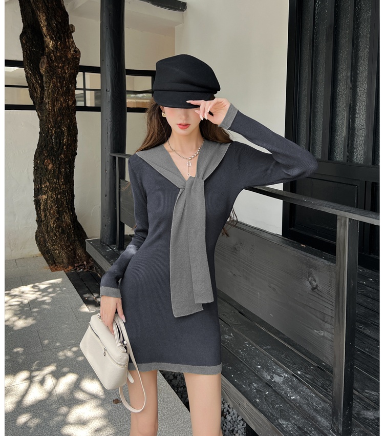 All-match autumn and winter shawl slim Korean style dress