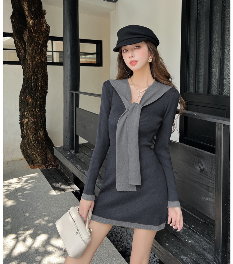 All-match autumn and winter shawl slim Korean style dress