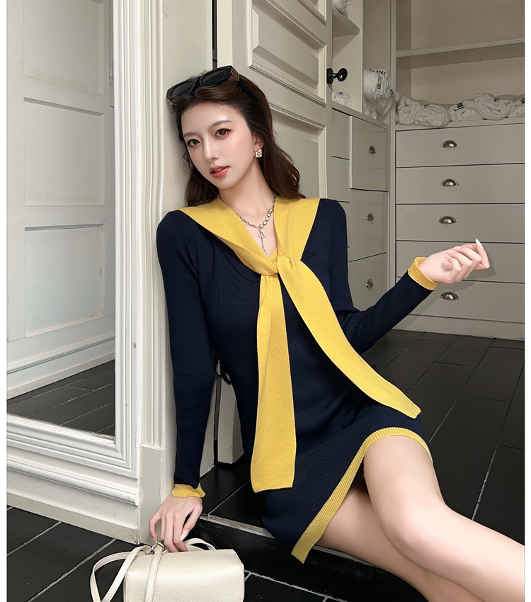 All-match autumn and winter shawl slim Korean style dress