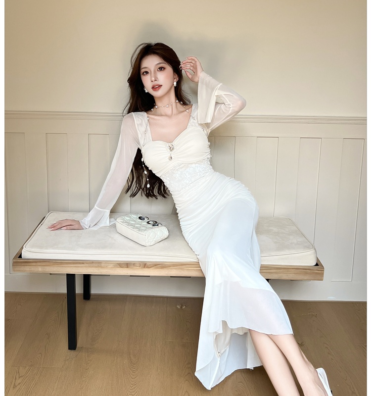 Splice enticement dress package hip autumn long dress
