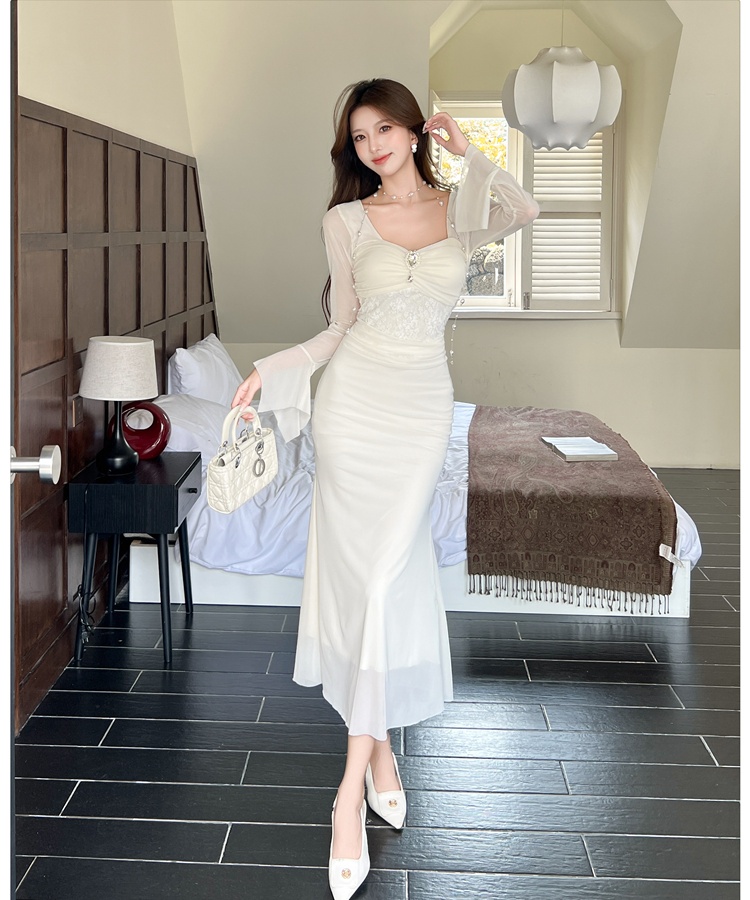 Splice enticement dress package hip autumn long dress