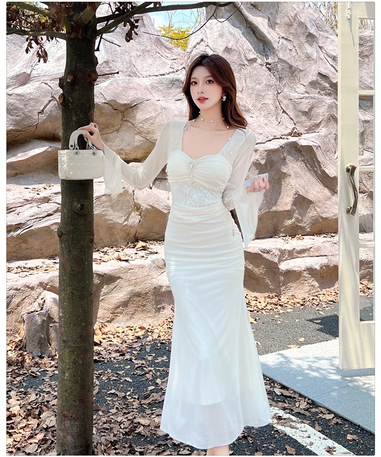 Splice enticement dress package hip autumn long dress