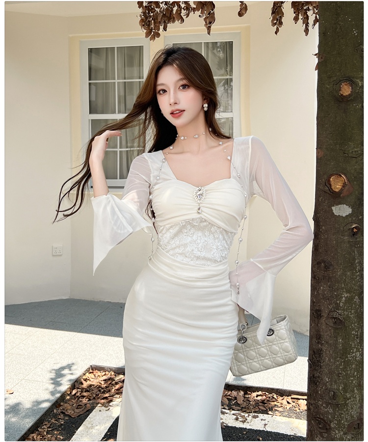 Splice enticement dress package hip autumn long dress