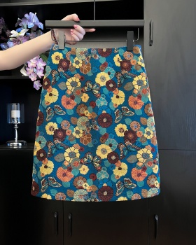 Short A-line package hip one step skirt retro slim skirt
