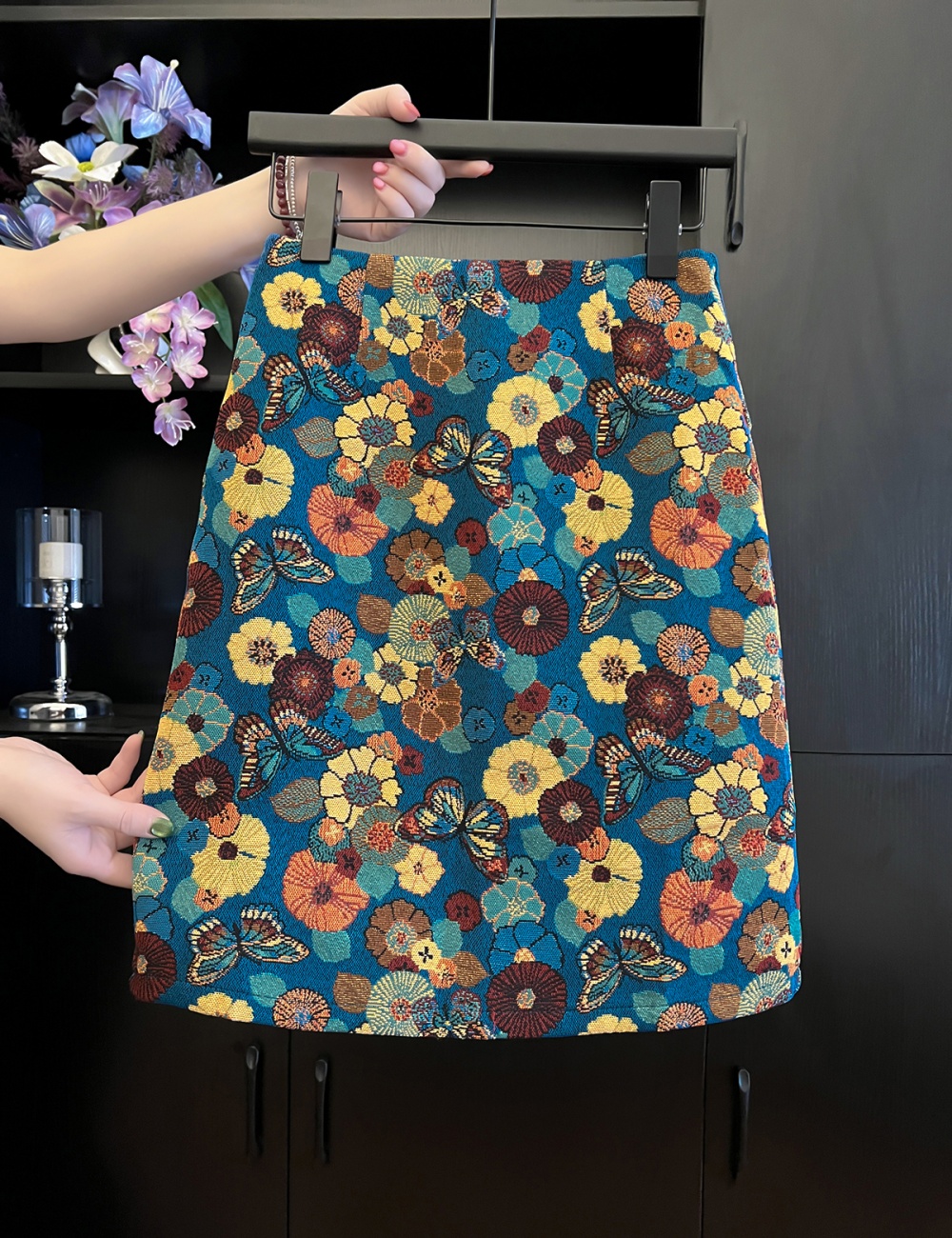 Short A-line package hip one step skirt retro slim skirt