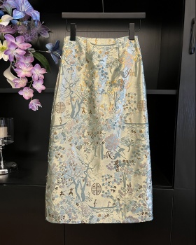 High waist retro skirt spring and autumn long skirt