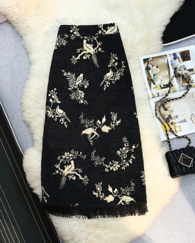 Long tassels retro embroidery split skirt for women