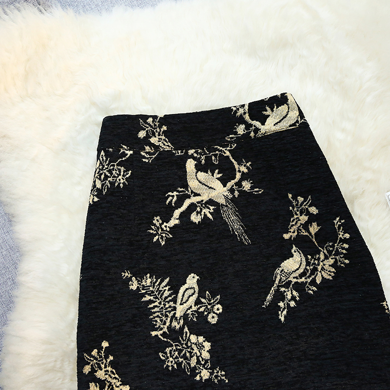 Long tassels retro embroidery split skirt for women