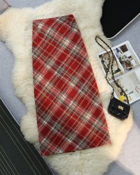 Plaid spring and autumn skirt woolen short skirt