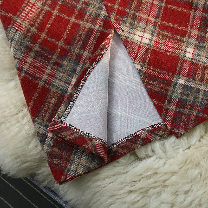 Plaid spring and autumn skirt woolen short skirt
