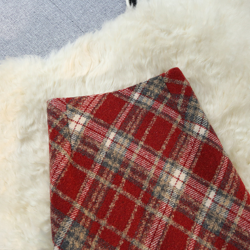Plaid spring and autumn skirt woolen short skirt