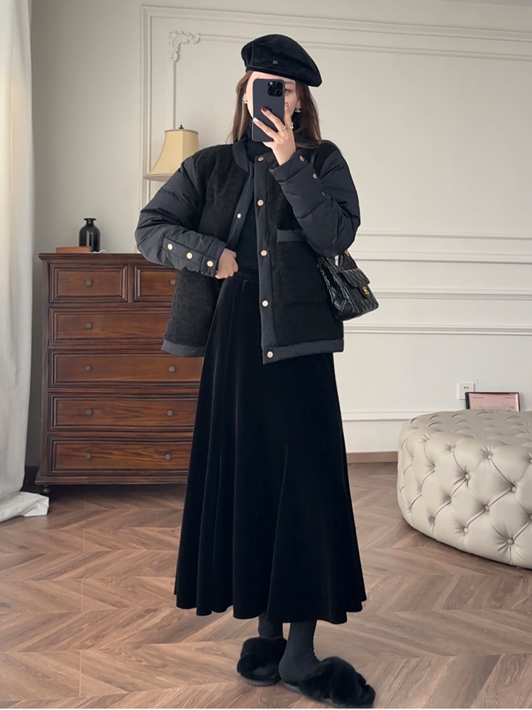 Velvet split skirt