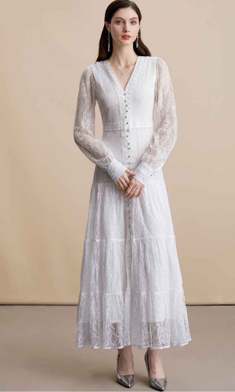 Slim ladies long elegant temperament pinched waist dress