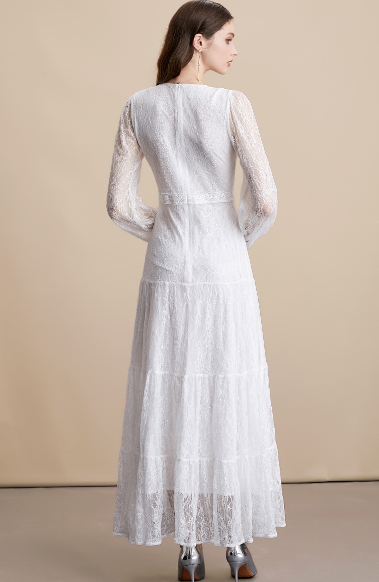 Slim ladies long elegant temperament pinched waist dress