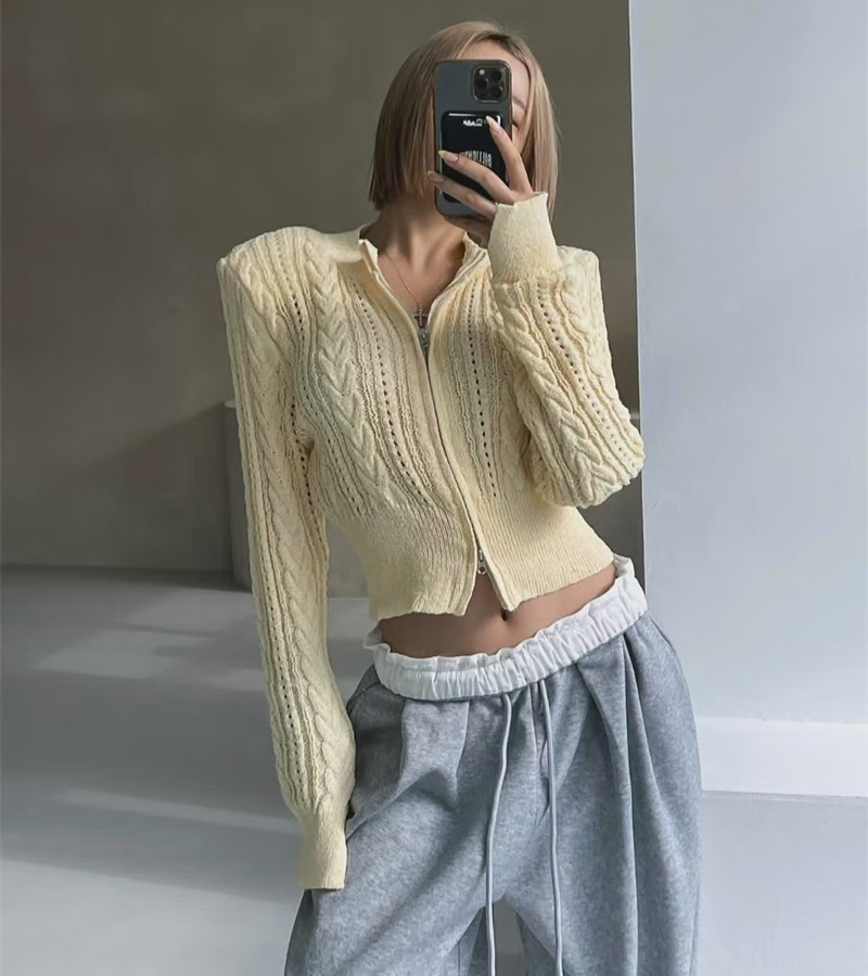 Shoulder pads coat Korean style sweater for women