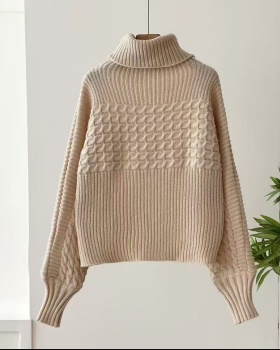 Lapel autumn and winter twist rib sweater for women