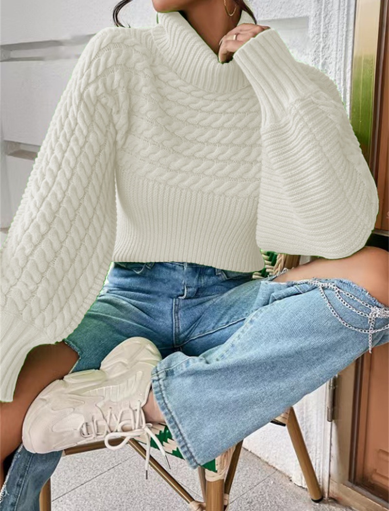 Lapel autumn and winter twist rib sweater for women