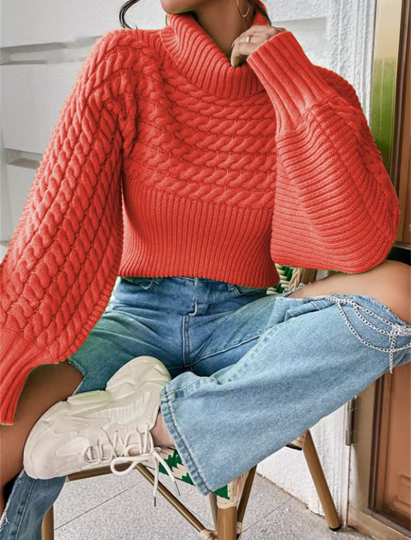 Lapel autumn and winter twist rib sweater for women