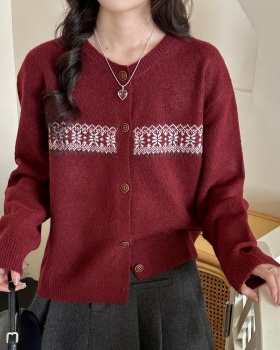 Single-breasted sweater autumn and winter coat