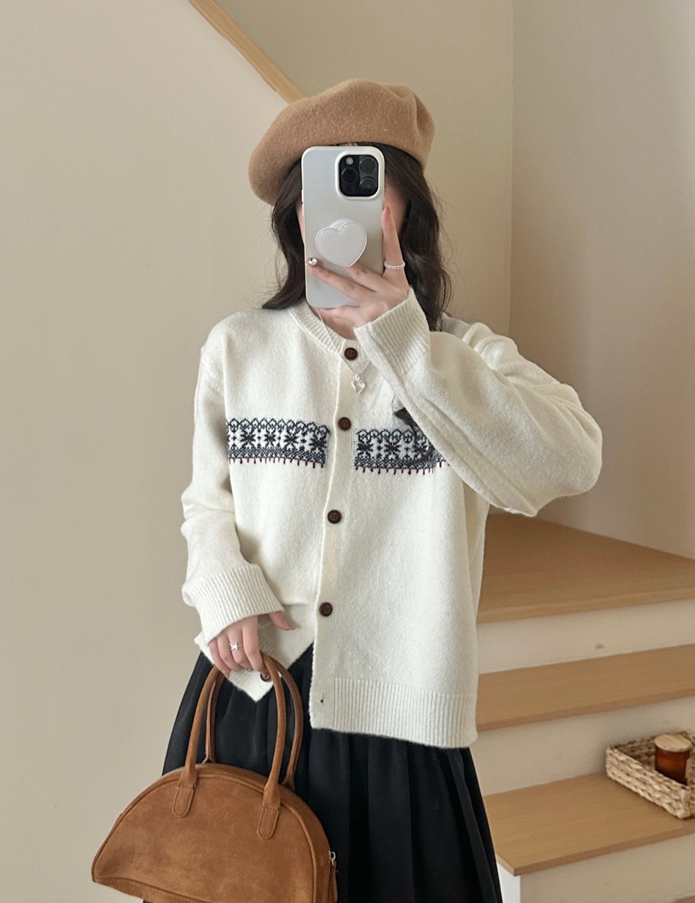 Single-breasted sweater autumn and winter coat
