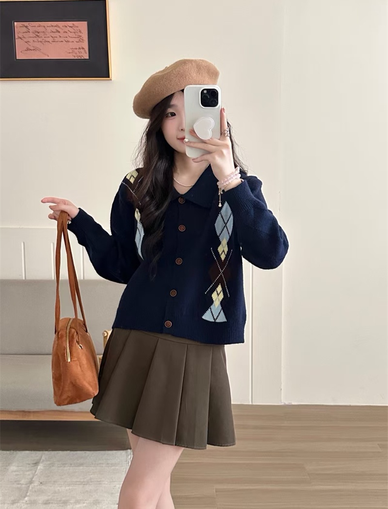 Lazy loose autumn cardigan Korean style quilted coat