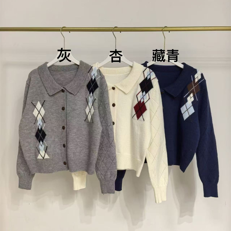 Lazy loose autumn cardigan Korean style quilted coat