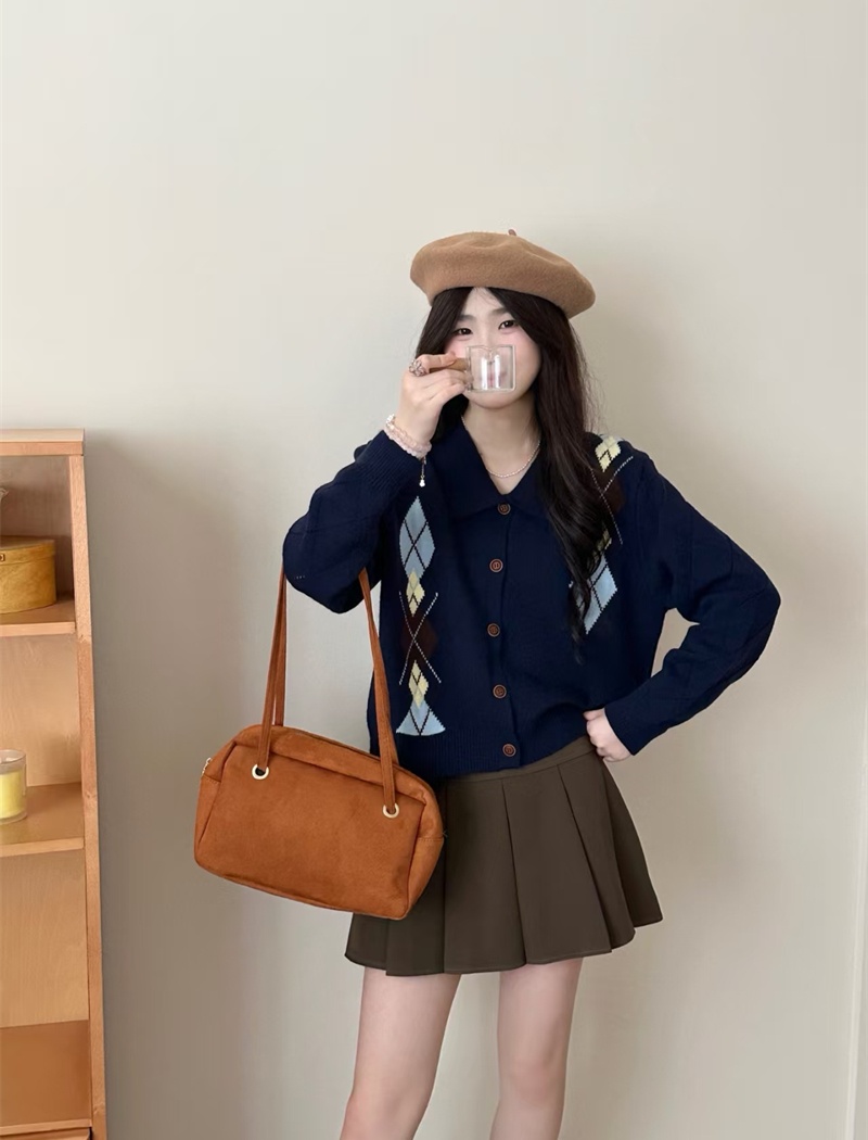 Lazy loose autumn cardigan Korean style quilted coat