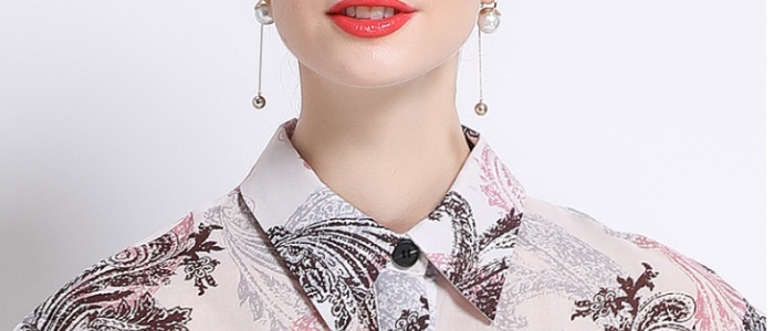 Printing short sleeve dress summer with belt shirt