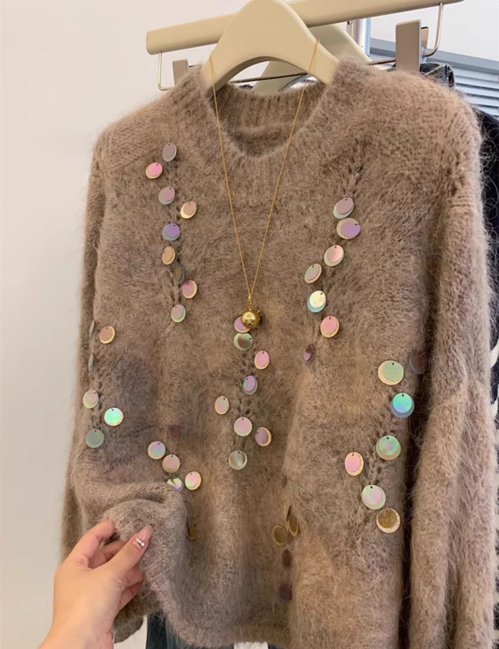 Sequins lazy tops autumn and winter sweater for women