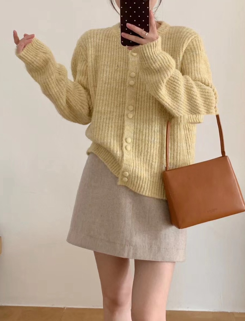 Beige stripe cardigan long sleeve all-match tops