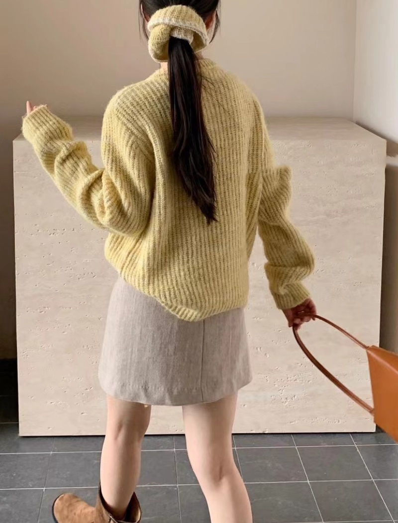 Beige stripe cardigan long sleeve all-match tops