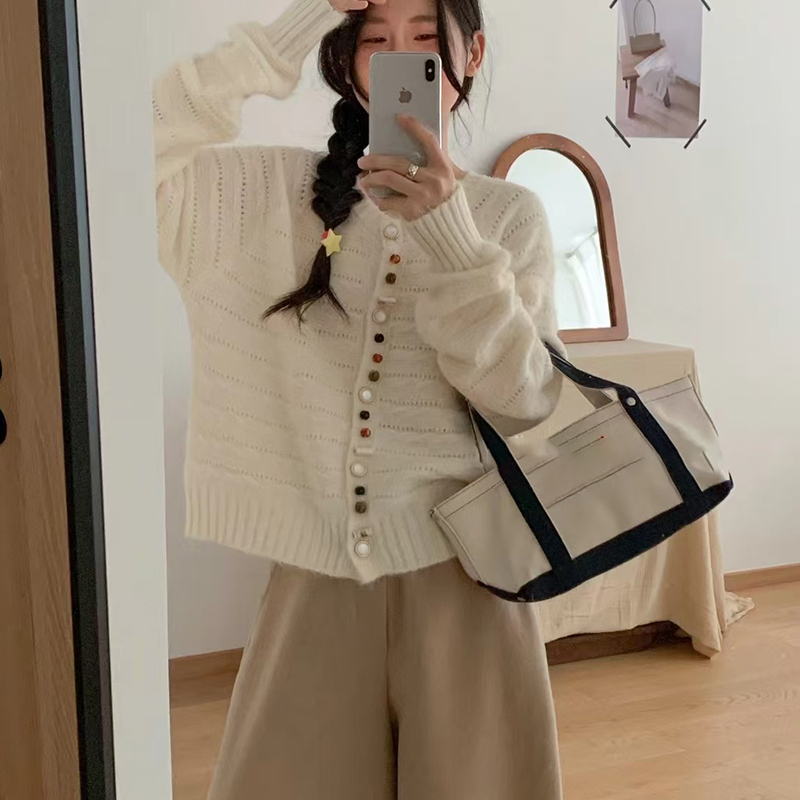 Autumn and winter loose sweater knitted wool coat for women