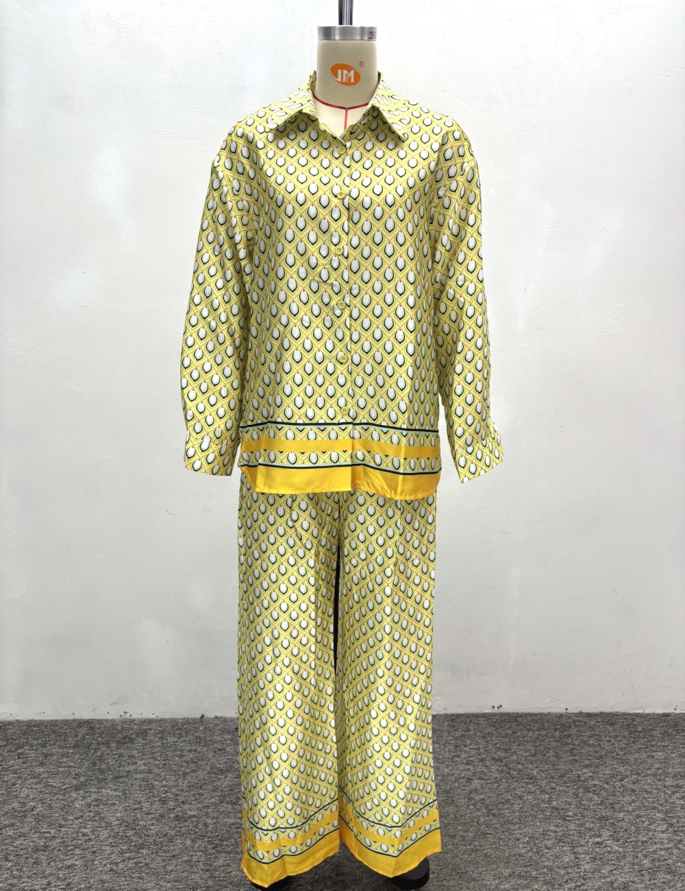 Wide leg Casual cardigan all-match long pants 2pcs set