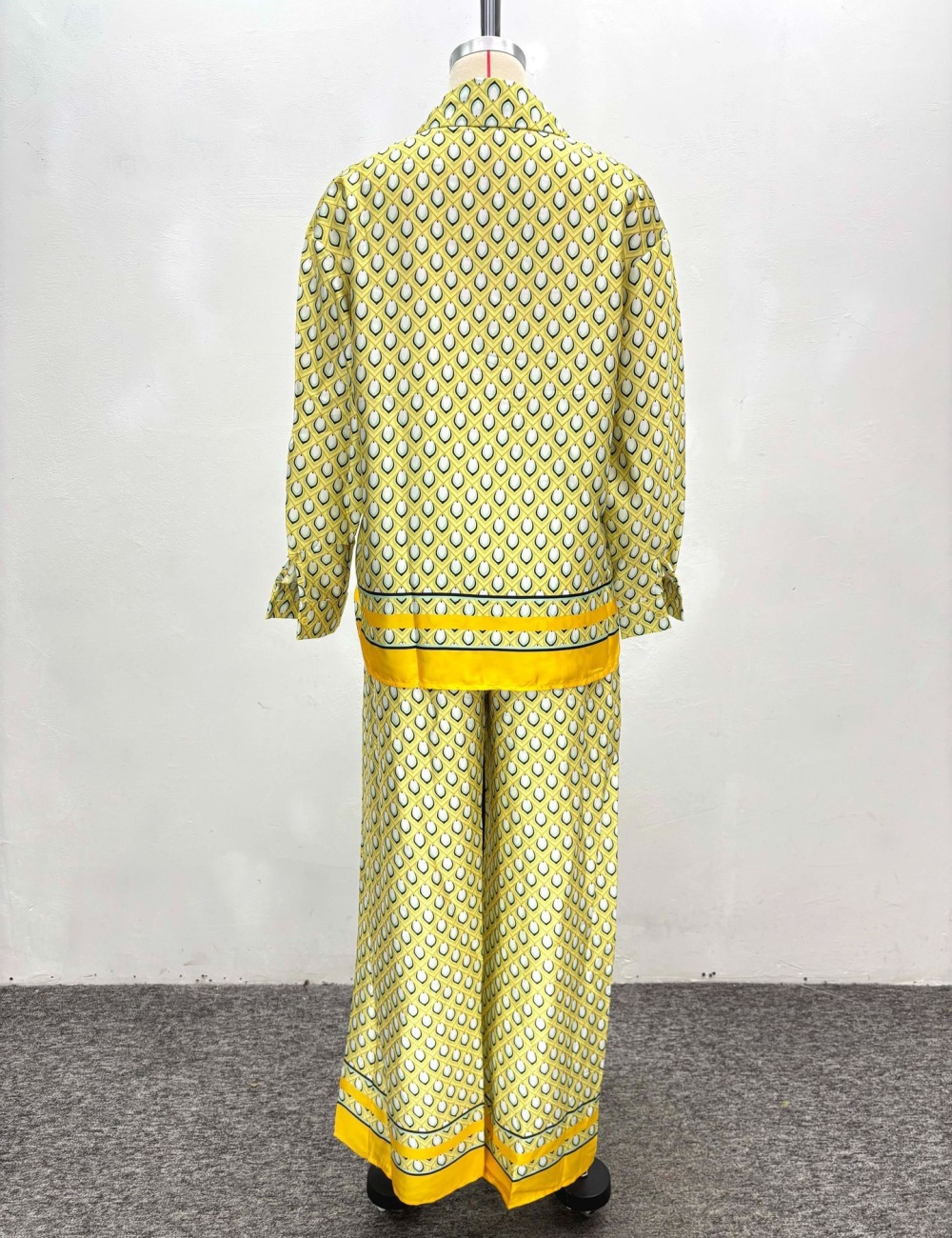 Wide leg Casual cardigan all-match long pants 2pcs set