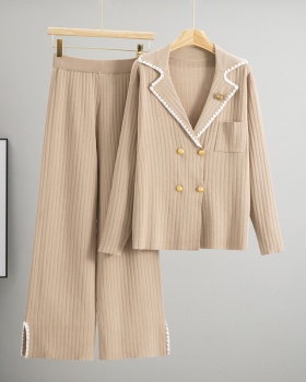 Wide leg long pants Casual business suit 2pcs set for women