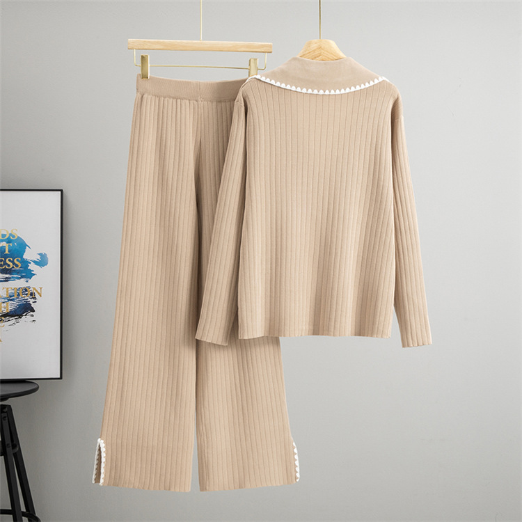 Wide leg long pants Casual business suit 2pcs set for women
