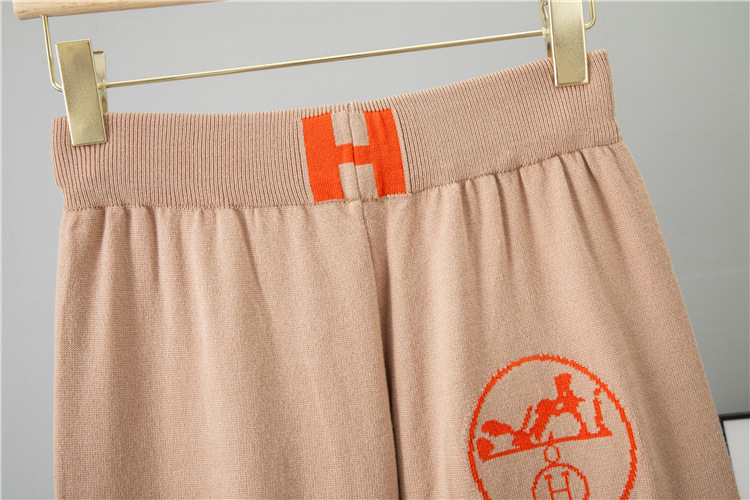 Hooded loose knitted wide leg pants 2pcs set