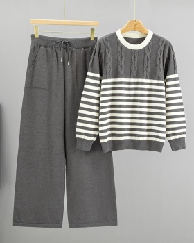 Twist sweater wide leg pants 2pcs set for women