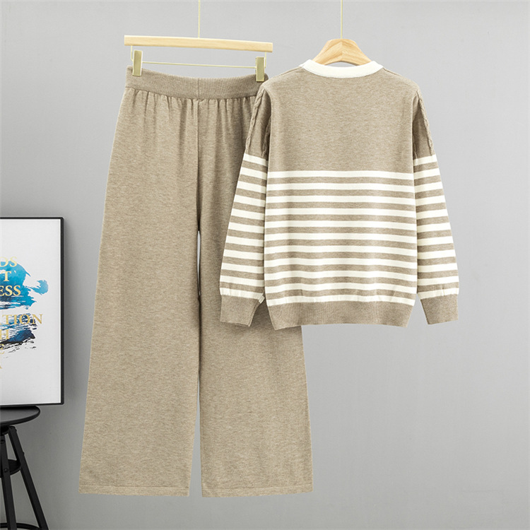Twist sweater wide leg pants 2pcs set for women