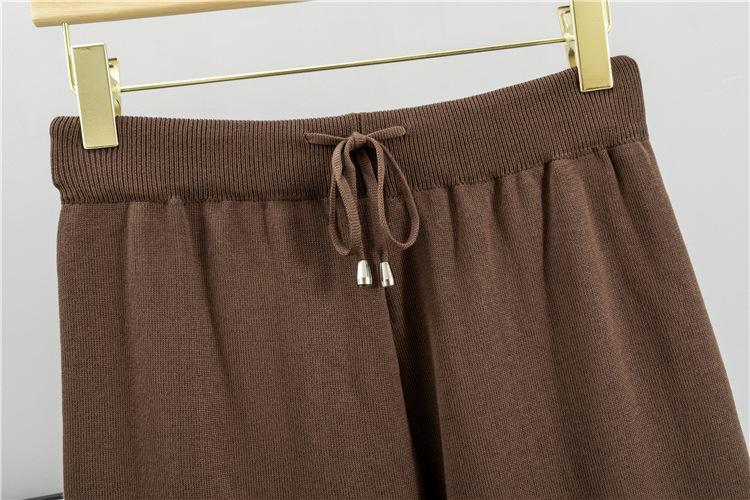European style sweater wide leg pants 2pcs set for women
